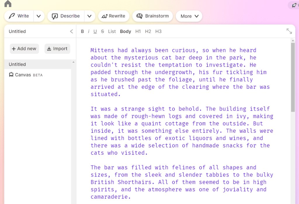 Sudowrite generated story demo