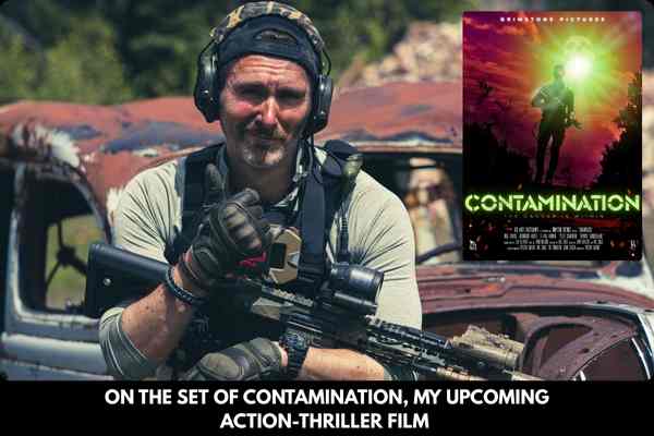 Neil on the set of Contamination
